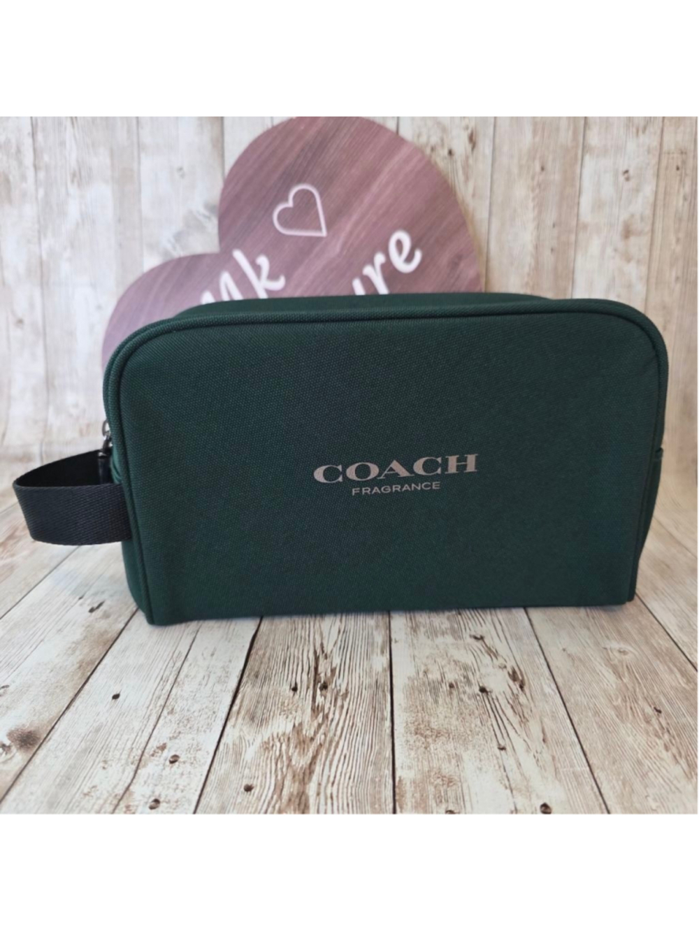 Coach Dark Green Silver Cosmetic Bag NWOT